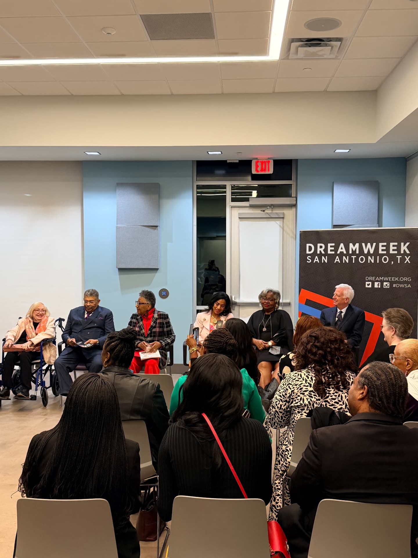 Panel of leaders seated before the audience at the DASH Leadership launch during DreamWeek San Antonio